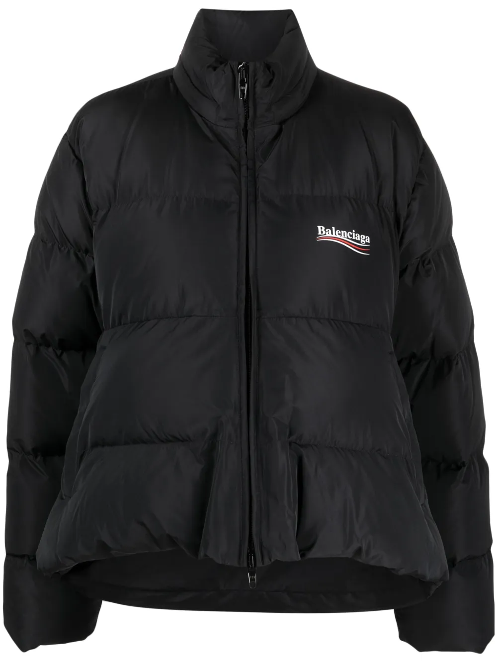 Balenciaga C-shape Logo-print Puffer Jacket In Black | ModeSens