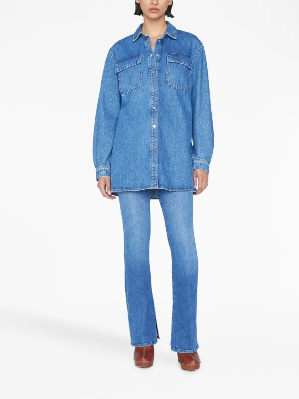 FRAME Le Mini mid-rise Bootcut Jeans | Blue | FARFETCH RO