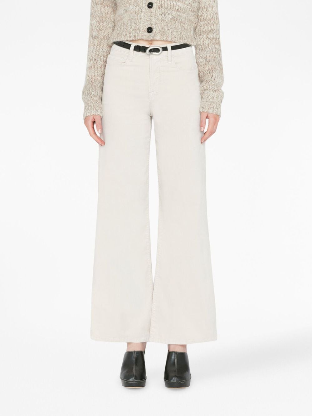 Shop Frame Le Slim Palazzo Trousers In White