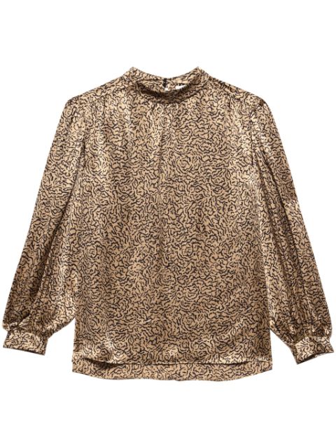 FRAME abstract animal-print silk blouse