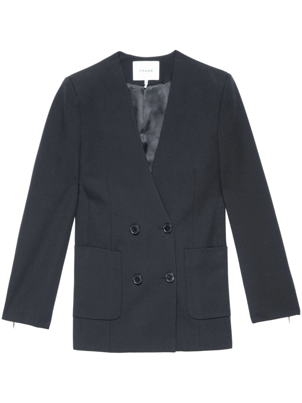 FRAME COLLARLESS DOUBLE-BREASTED BLAZER