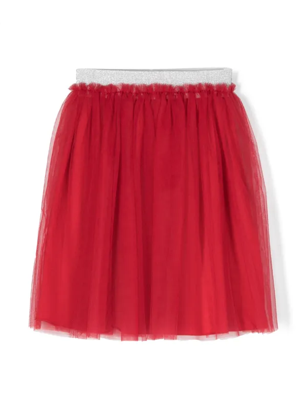 Il Gufo glitter-waistband Tulle Skirt Red FARFETCH IN