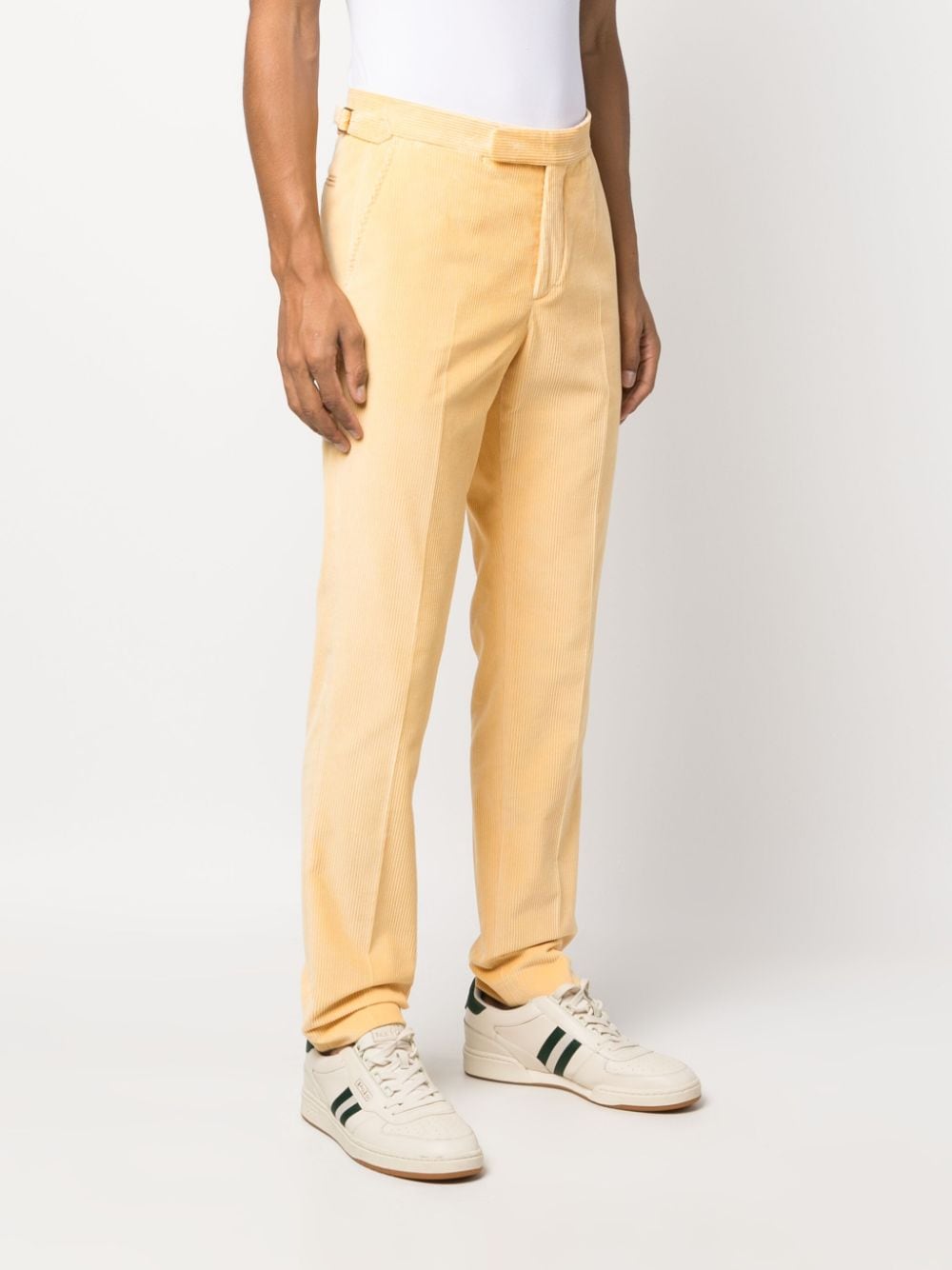 Shop Polo Ralph Lauren Cotton Corduroy Slim-fit Trousers In Yellow