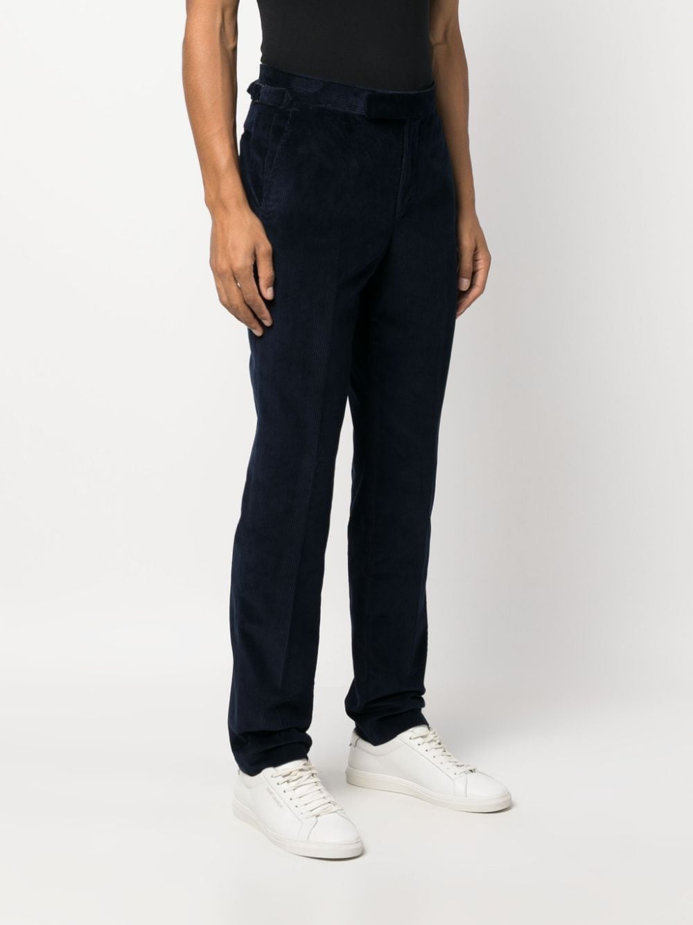 Shop Polo Ralph Lauren Cotton Corduroy Slim-fit Trousers In Blue