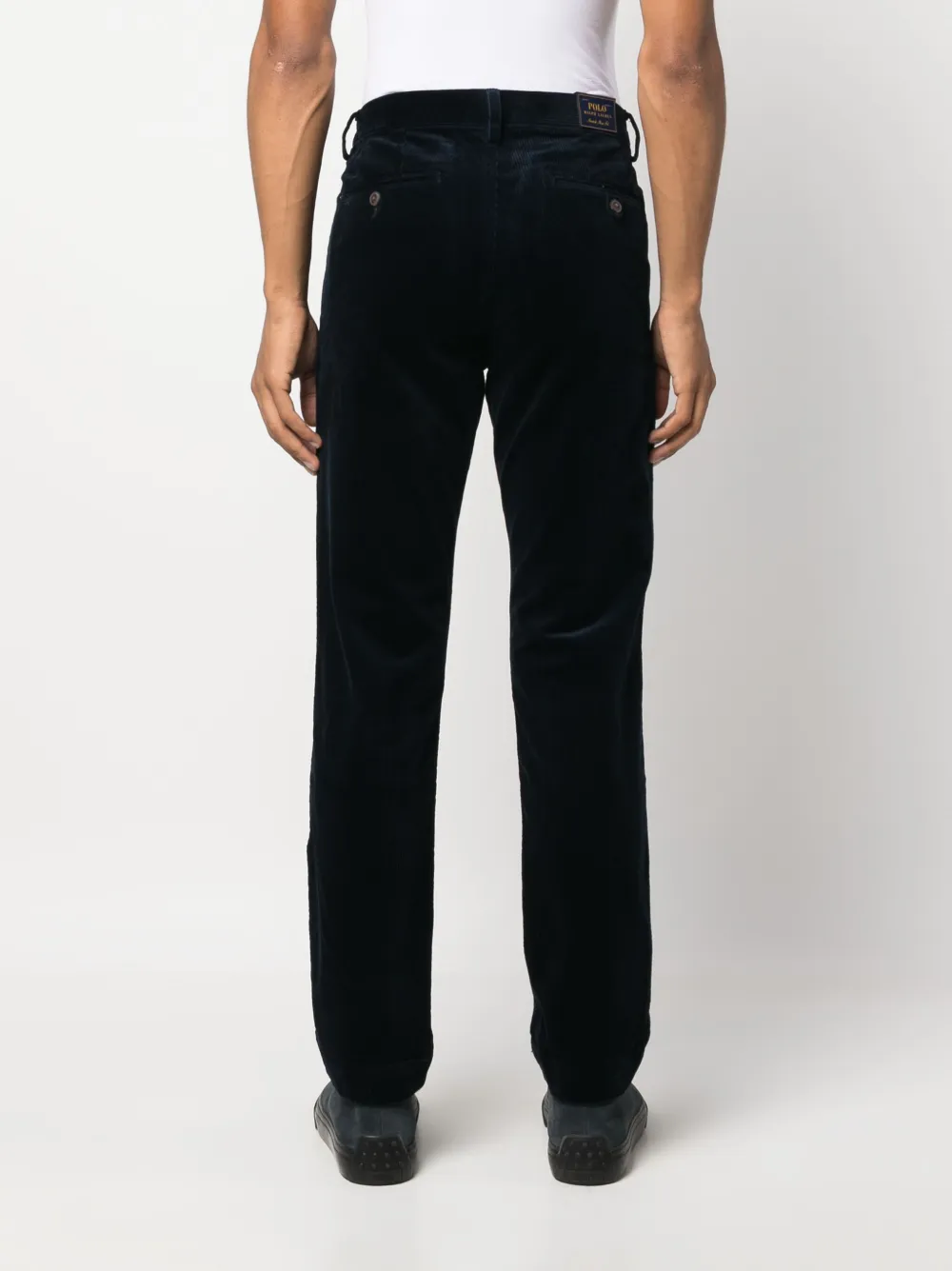 velvet-effect tapered-leg trousers