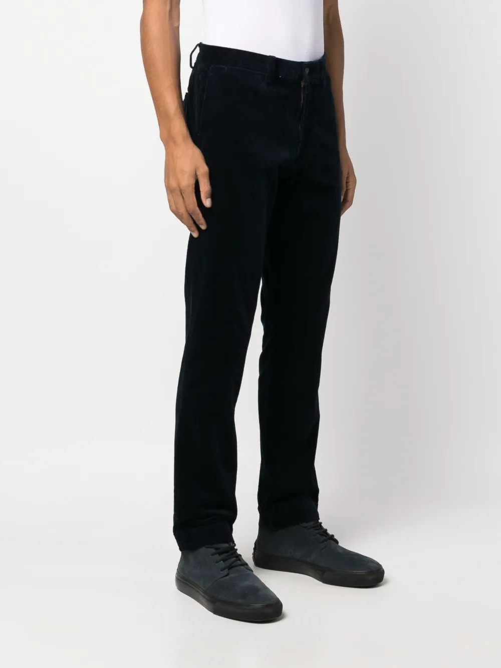 velvet-effect tapered-leg trousers