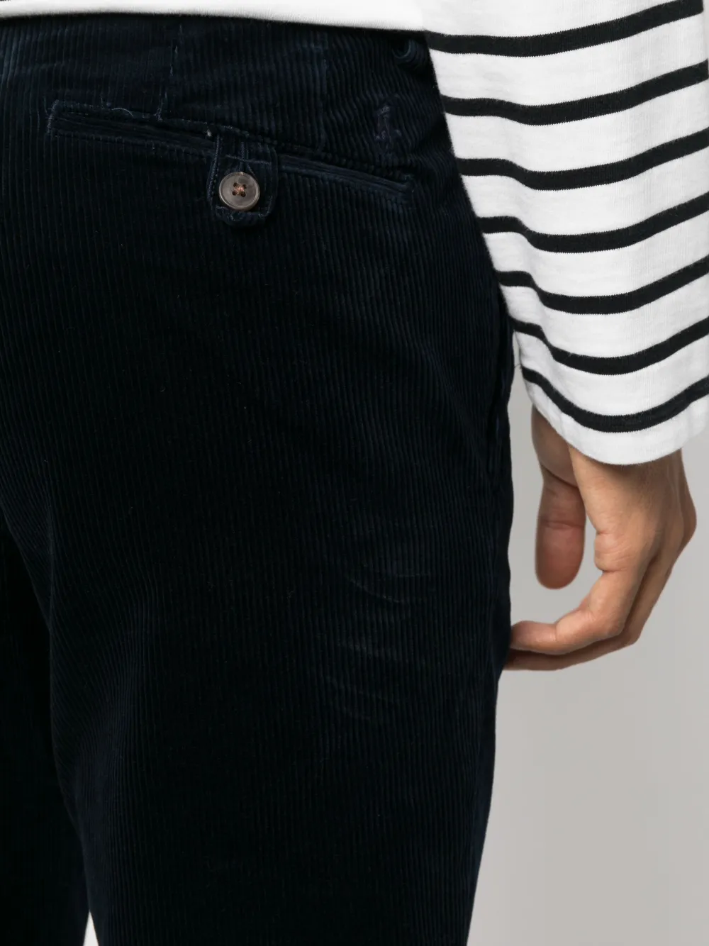 Shop Polo Ralph Lauren Velvet-effect Tapered-leg Trousers In Blue