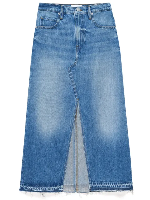FRAME washed denim midi skirt