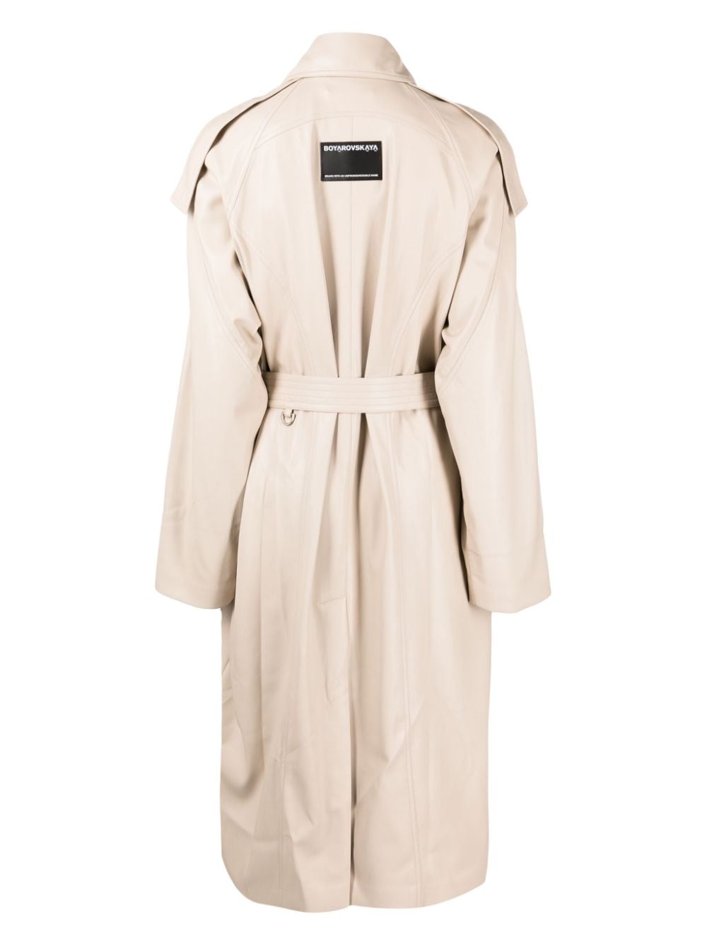 Shop Boyarovskaya Logo-patch Belted Trench Coat In Neutrals