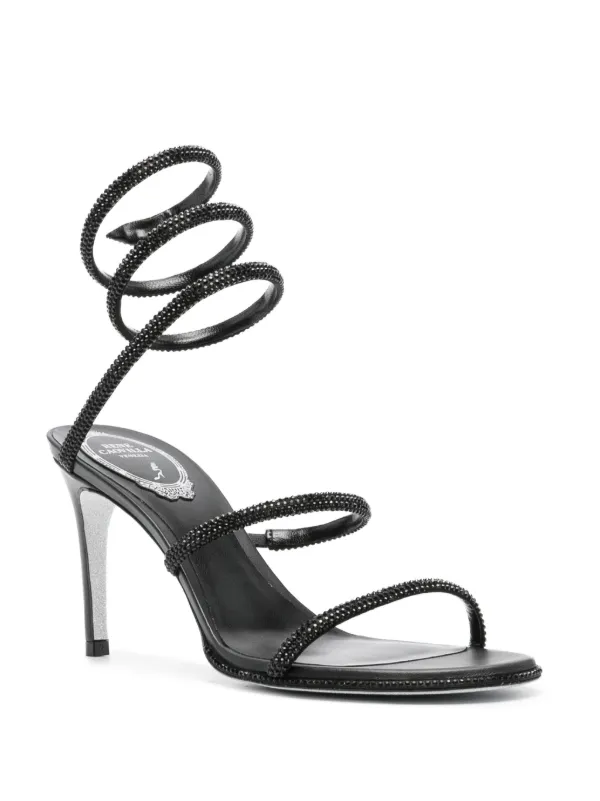 René Caovilla Cleo 90mm ankle-strap Sandals Black FARFETCH IN