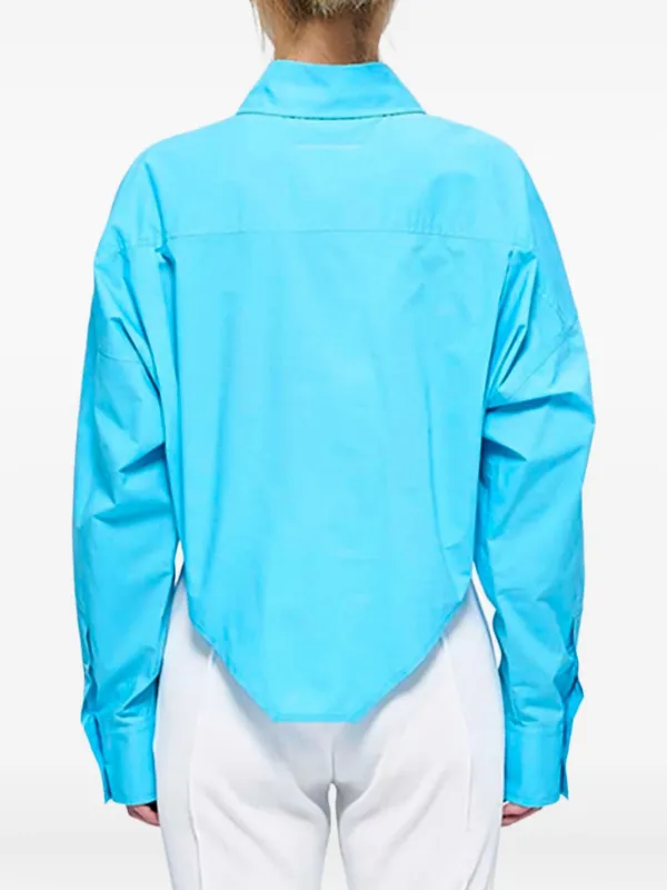 MM6 Maison Margiela long-sleeved pointed-hem Shirt | Blue | FARFETCH