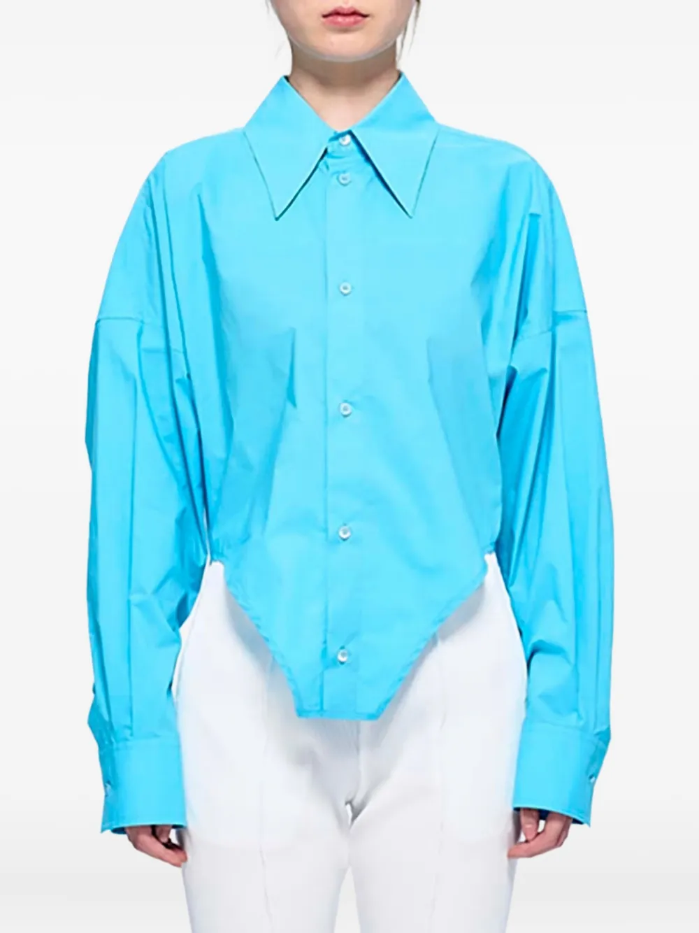 MM6 Maison Margiela ポインテッドヘム シャツ - ブルー MM6 Maison Margiela ポインテッドヘム シャツ - ブルー