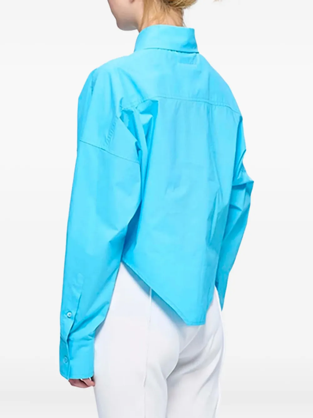 MM6 Maison Margiela Blouse met puntige afwerking en lange mouwen Blauw