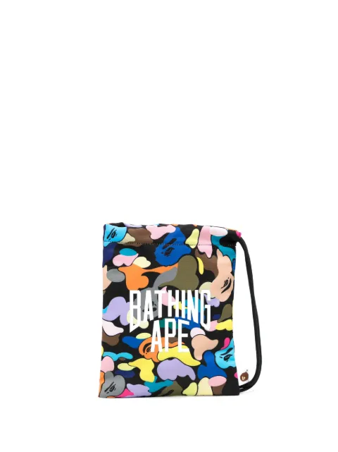 A BATHING APE® logo-print abstract-print clutch bag