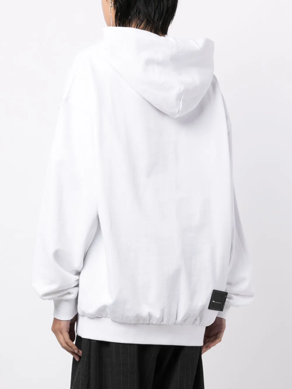 Shop We11 Done Multiple Front Logo Cotton Hoodie In Weiss