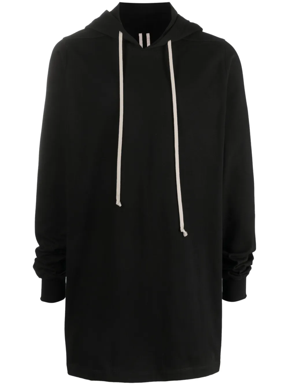 Shop Rick Owens Drawstring Long Hoodie In Black