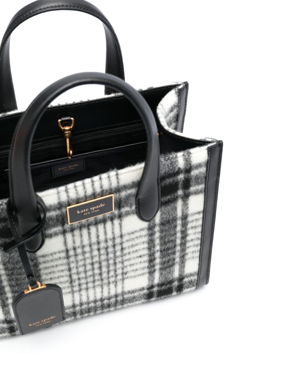 Kate spade black online and white plaid purse