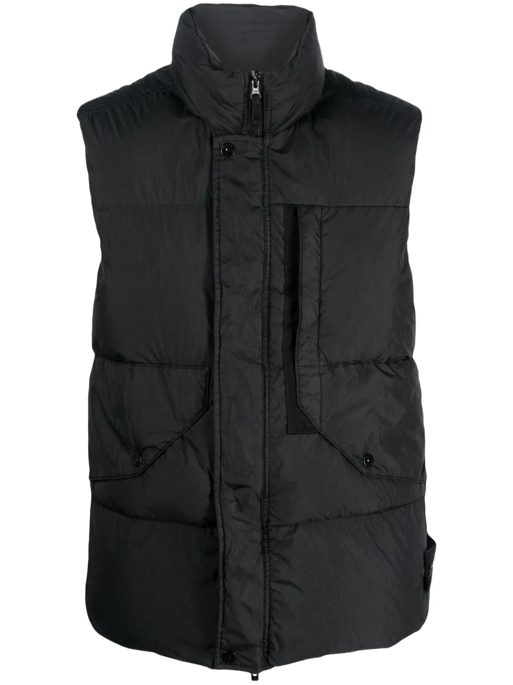 Stone Island Compass-patch Padded Gilet In Black