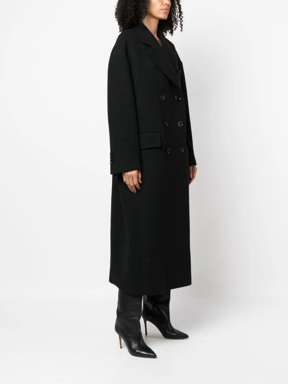 Shop Dolce & Gabbana Double-breasted Wool-blend Coat In Black