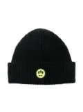 Barrow kids logo-patch purl-knit beanie - Black