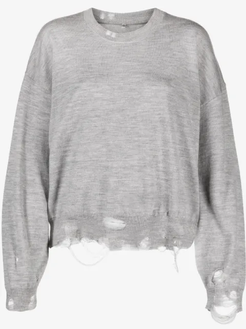R13 distressed merino-wool jumper