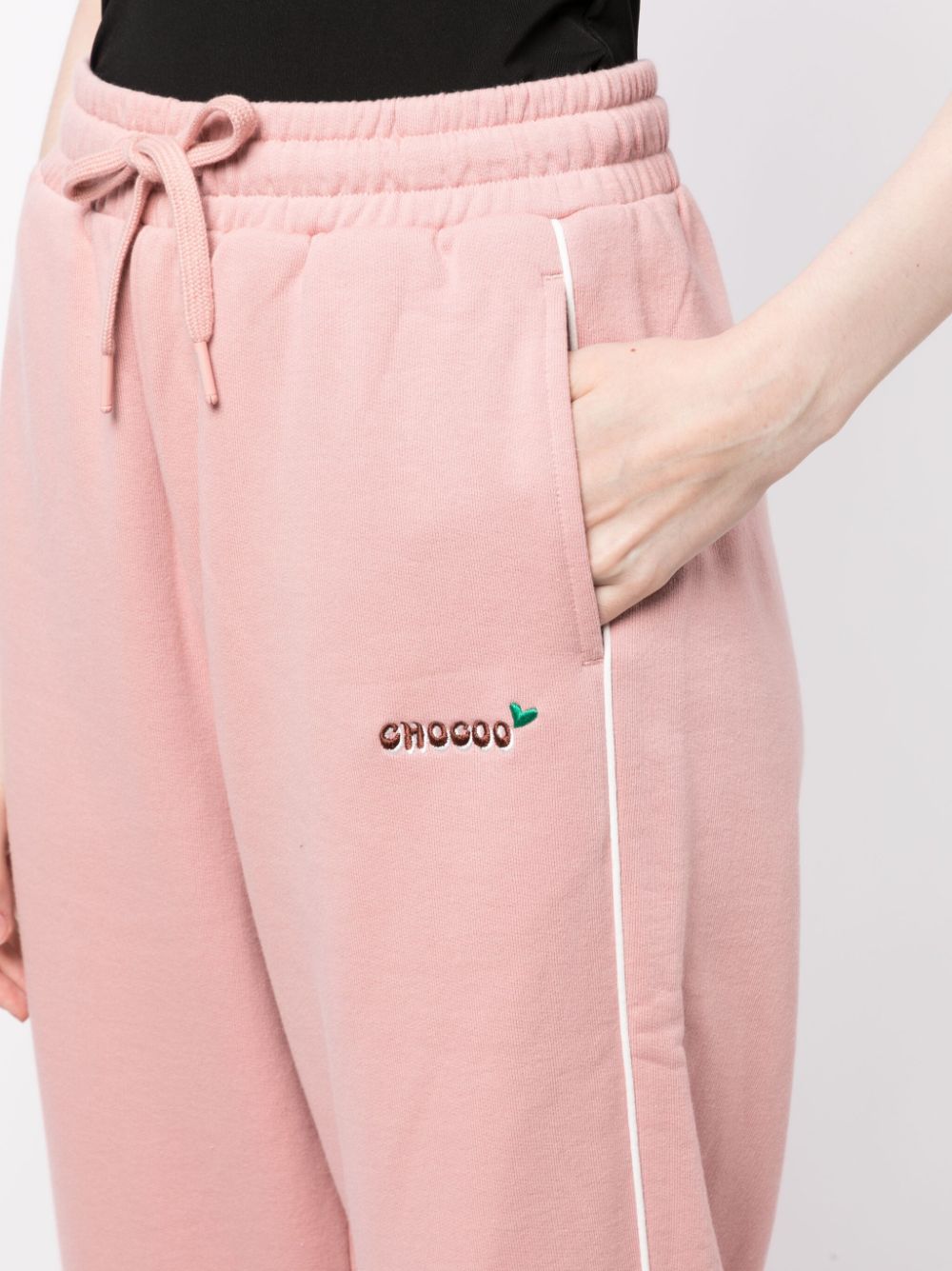 Shop Chocoolate Logo-embroidered Cotton Track Pants In Pink