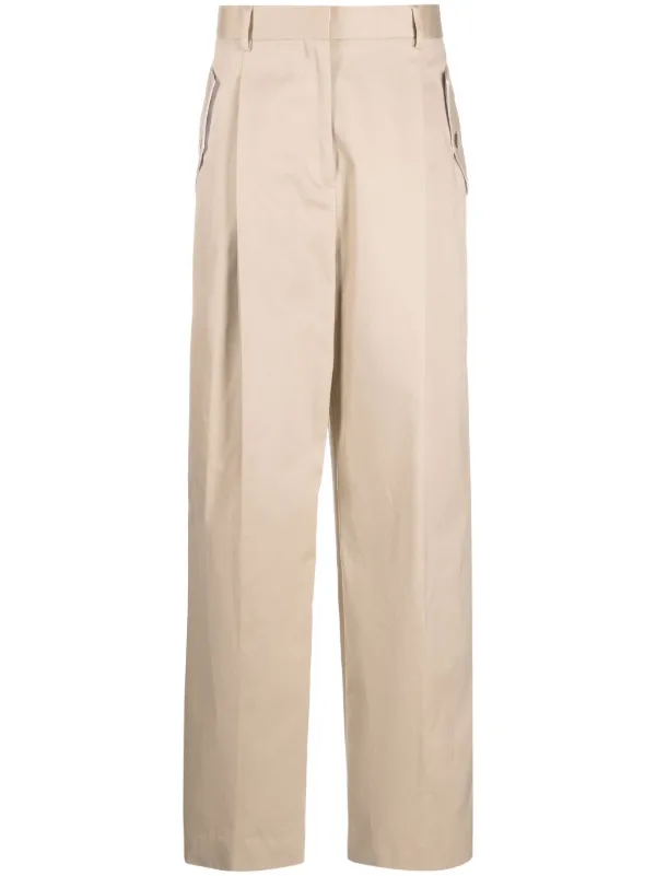 Lanvin Wide-leg Gabardine Trousers in Neutrals