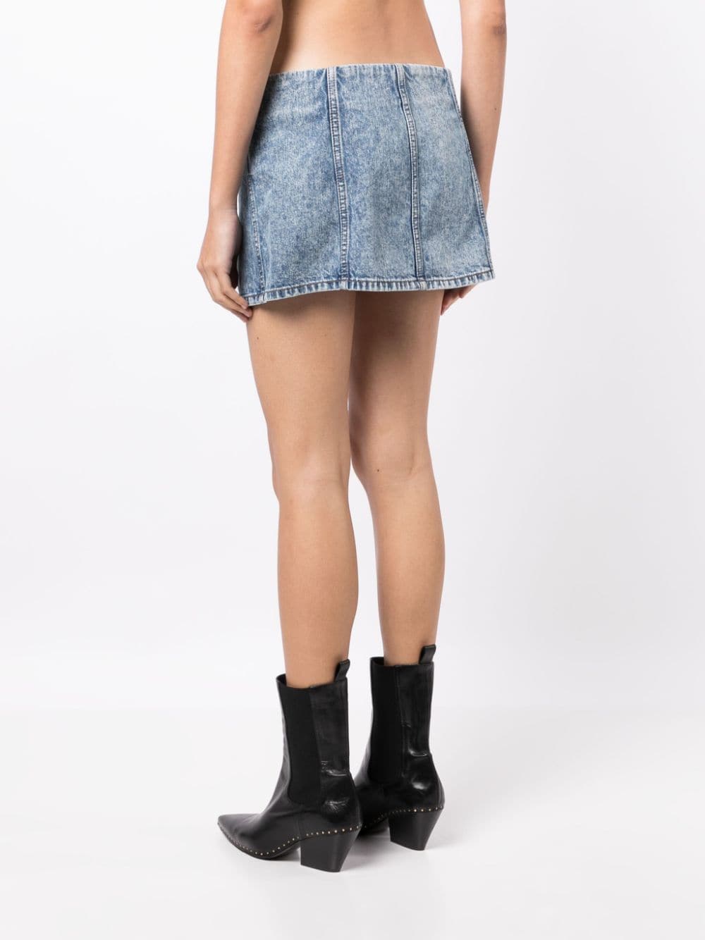 Shop Re/done Low-rise Acid-washed Skirt In Blue