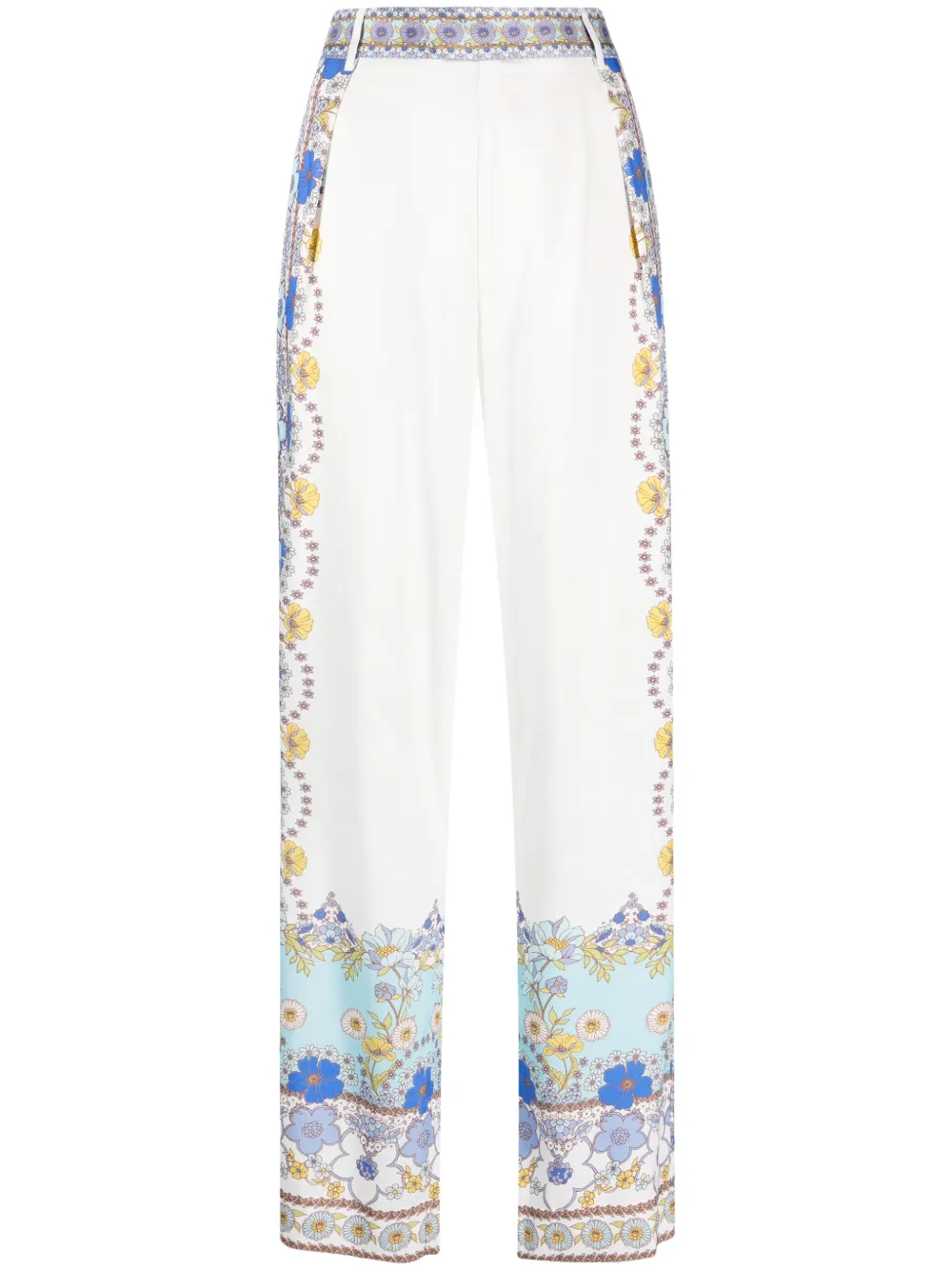 floral-print high-waist trousers