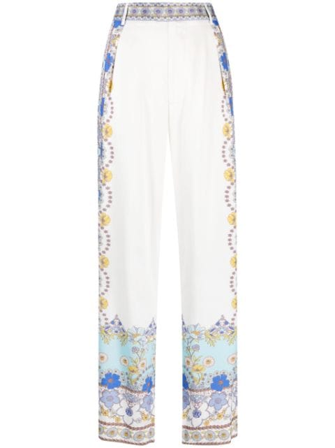 Hale Bob floral-print high-waist trousers