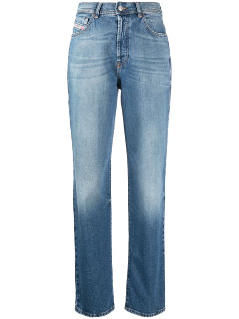 Diesel Calça jeans cintura alta com patch de logo