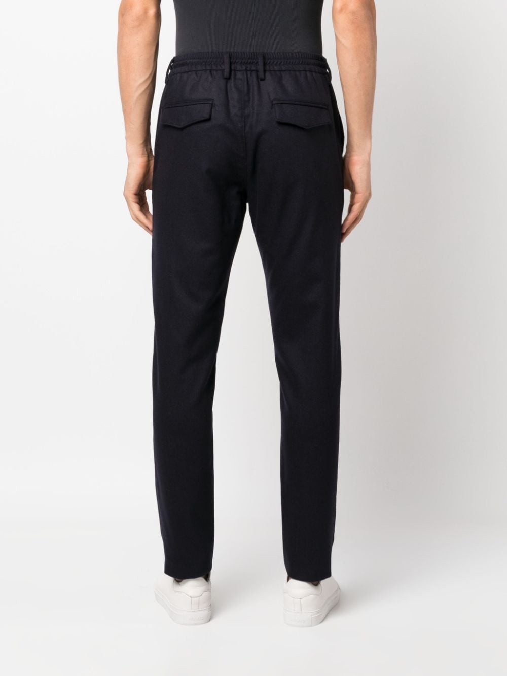 Shop Eleventy Drawstring-waist Tapered-leg Trousers In Blue