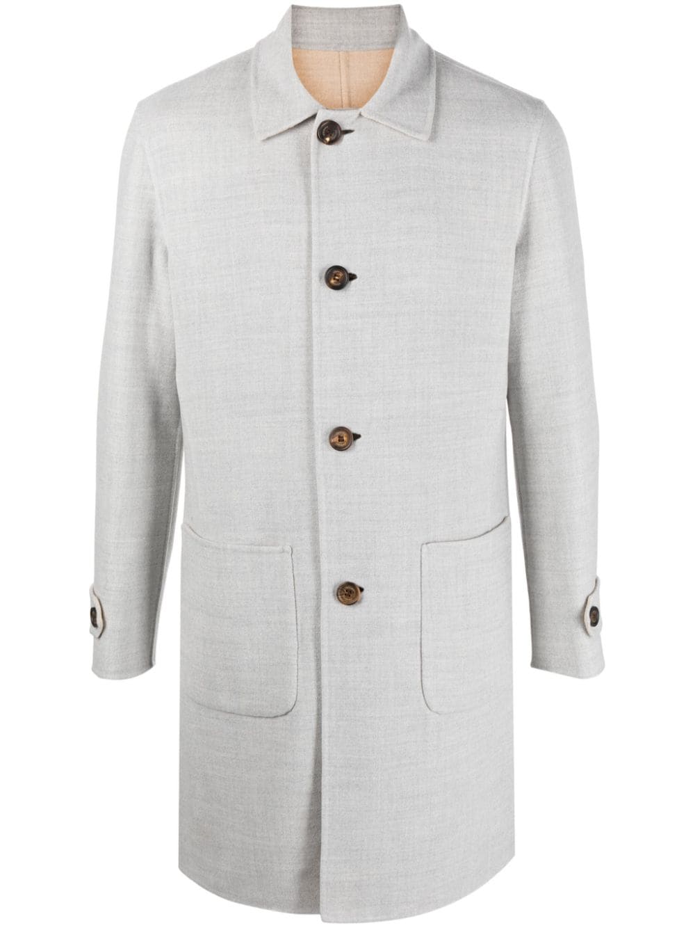 Eleventy Spread-collar Button-down Coat In Grey