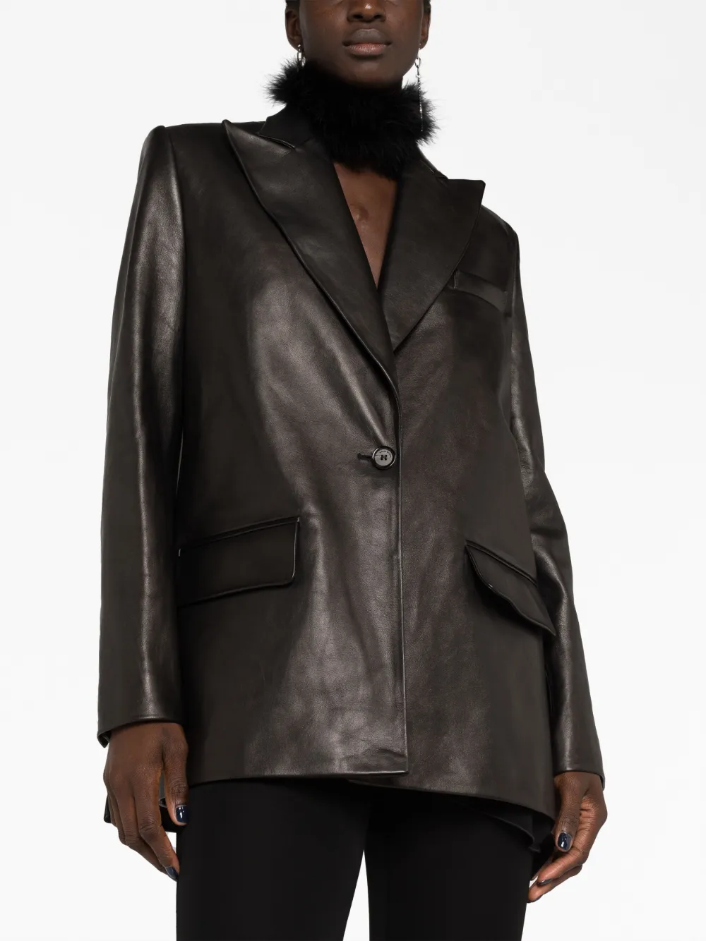 black leather blazer zara