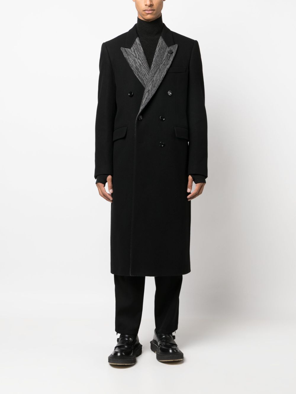 Lardini double-breasted wool coat - Zwart