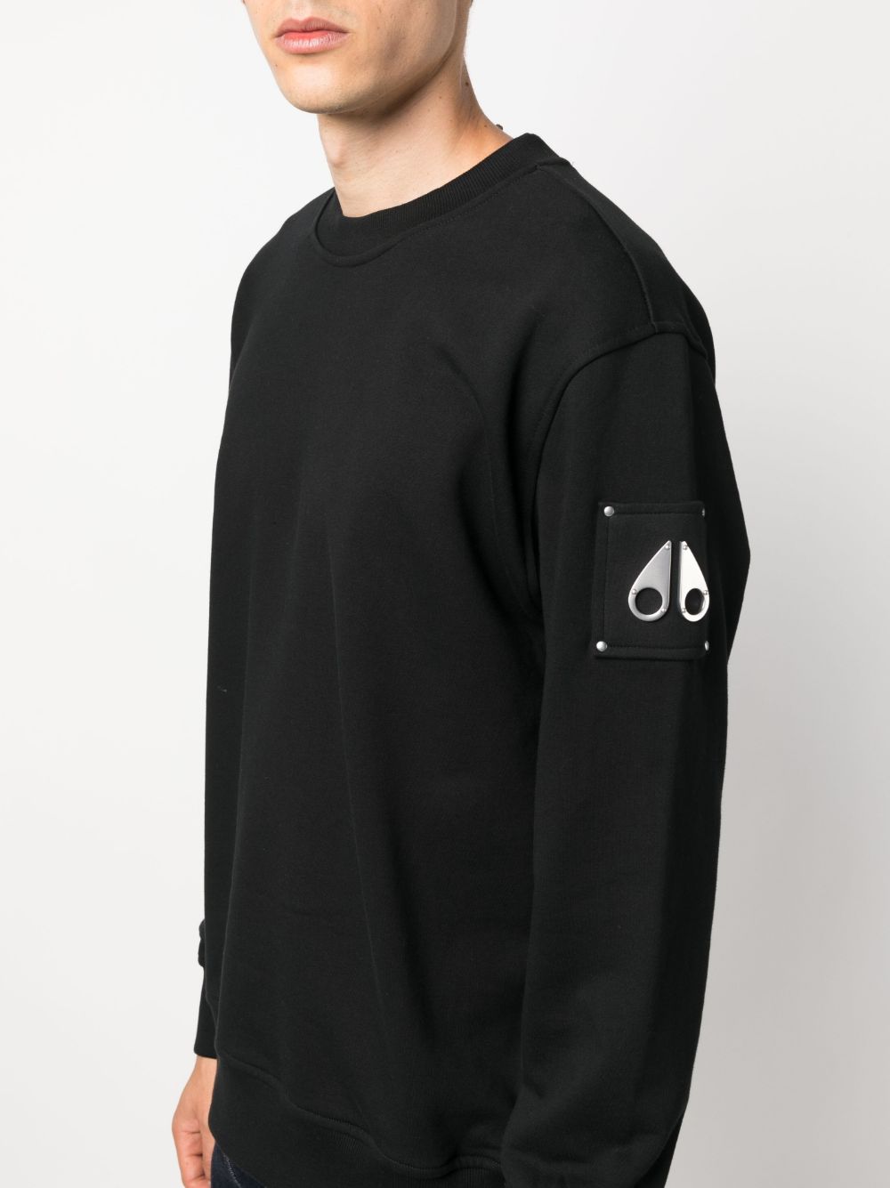 Shop Moose Knuckles Brooklyn Logo Plaque Cotton Sweatshirt In Black
