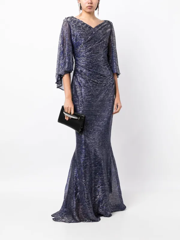 Talbot Runhof Doris metallic voile Gown Farfetch