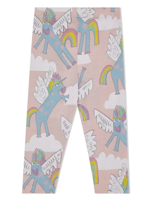 Stella McCartney Kids Rainbow Unicorn print Cotton Leggings Farfetch