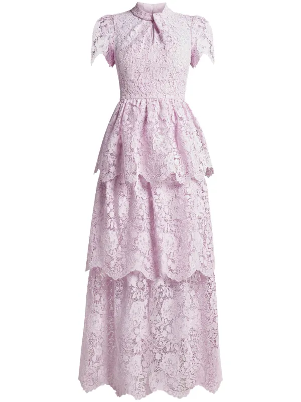 Self portrait floral discount lace maxi dress