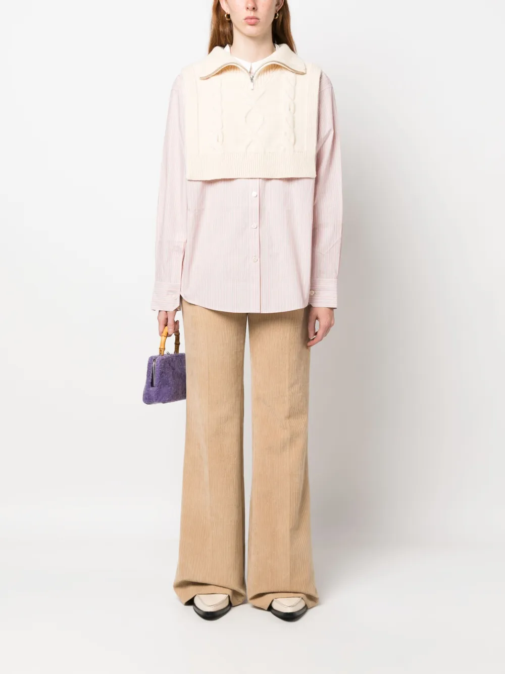 Apc Cable-knit Cropped Collar In Neutrals