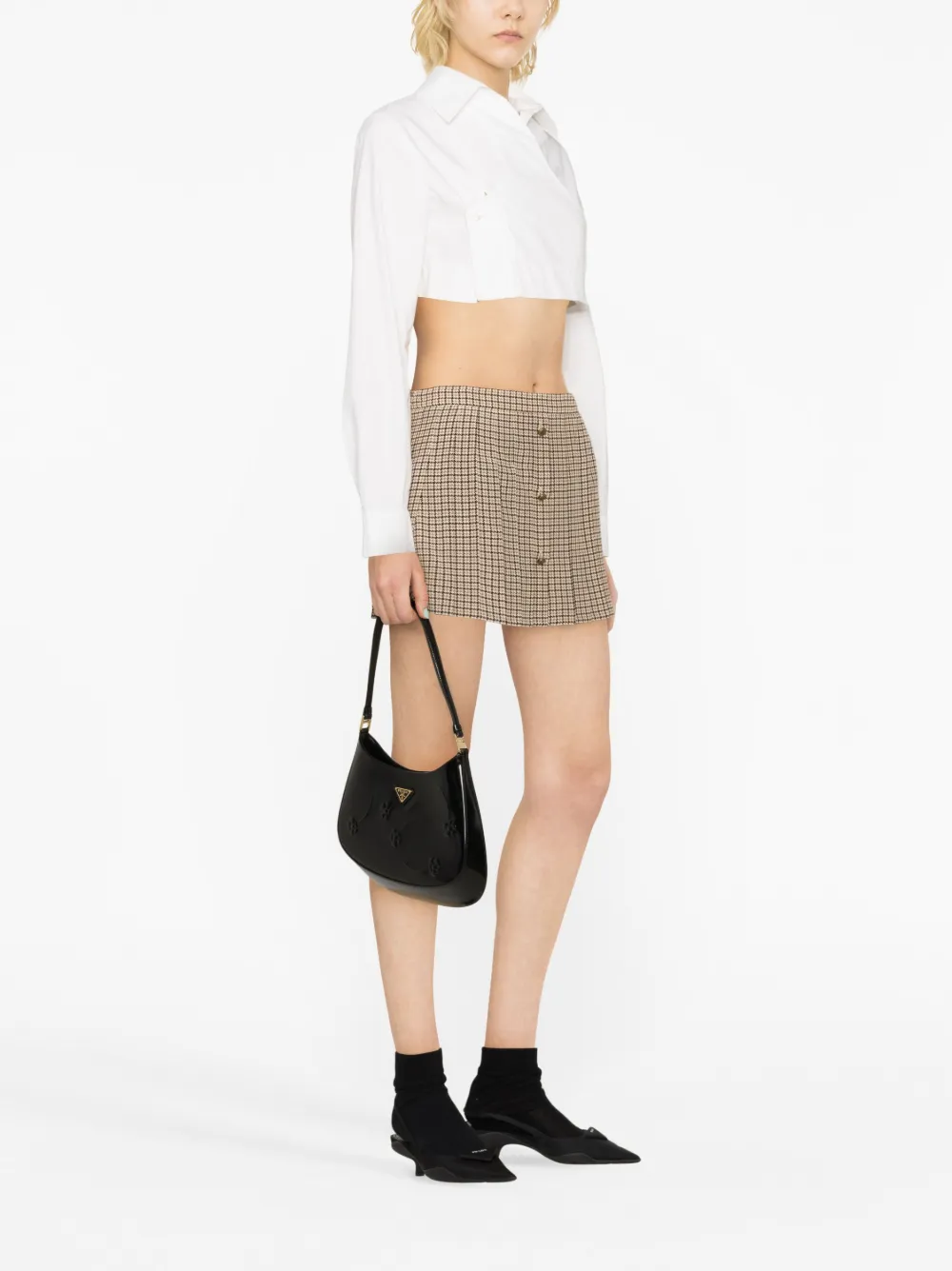 Prada Cleo embossed-detail shoulder bag - Zwart