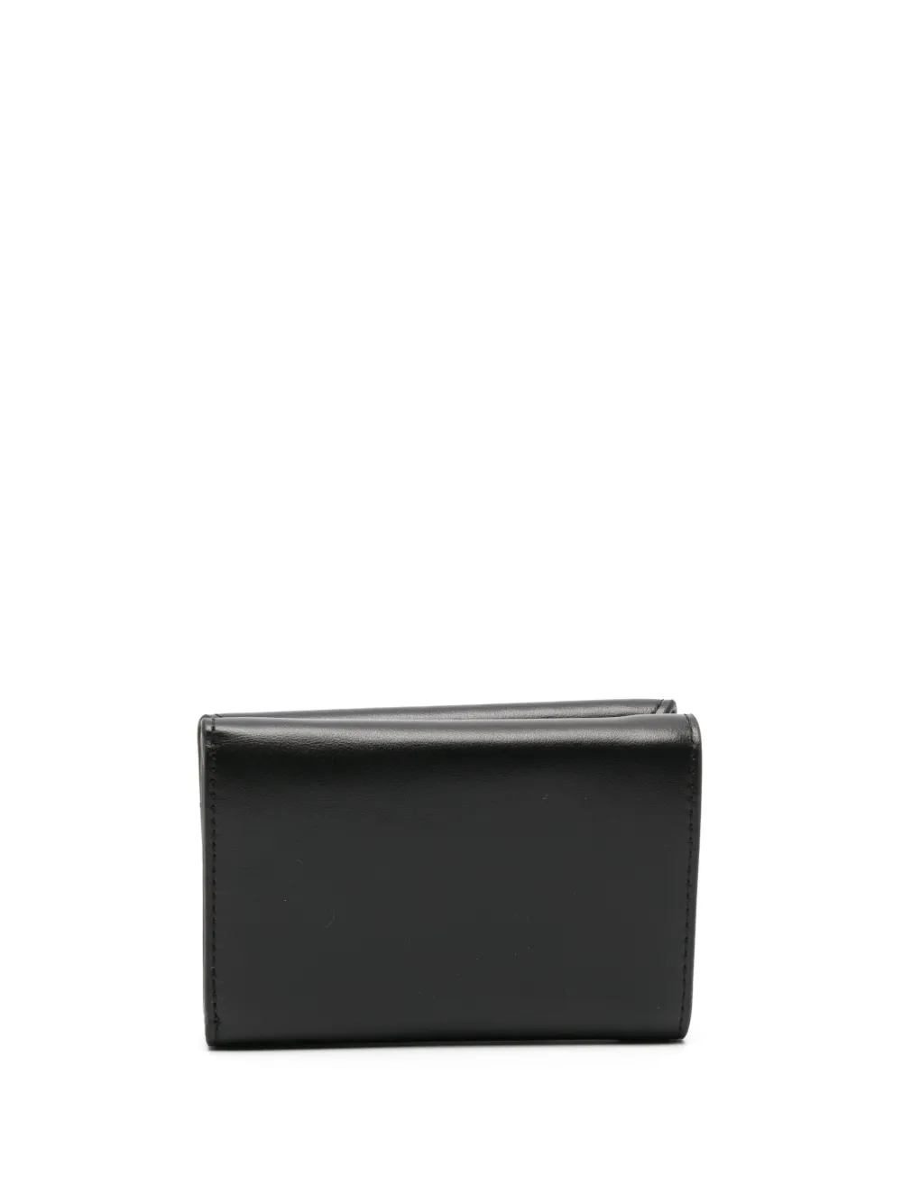 Diesel logo-plaque tri-fold leather wallet - Zwart