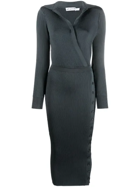 Self-Portrait V-neck ribbed midi dress