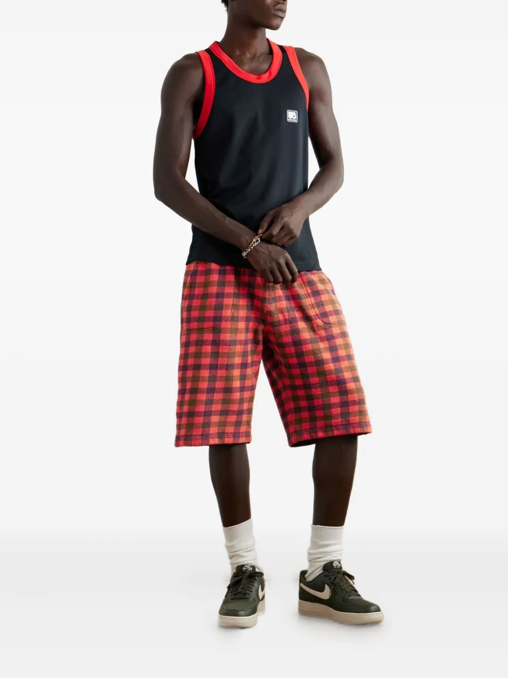 ERL Geruite shorts Oranje