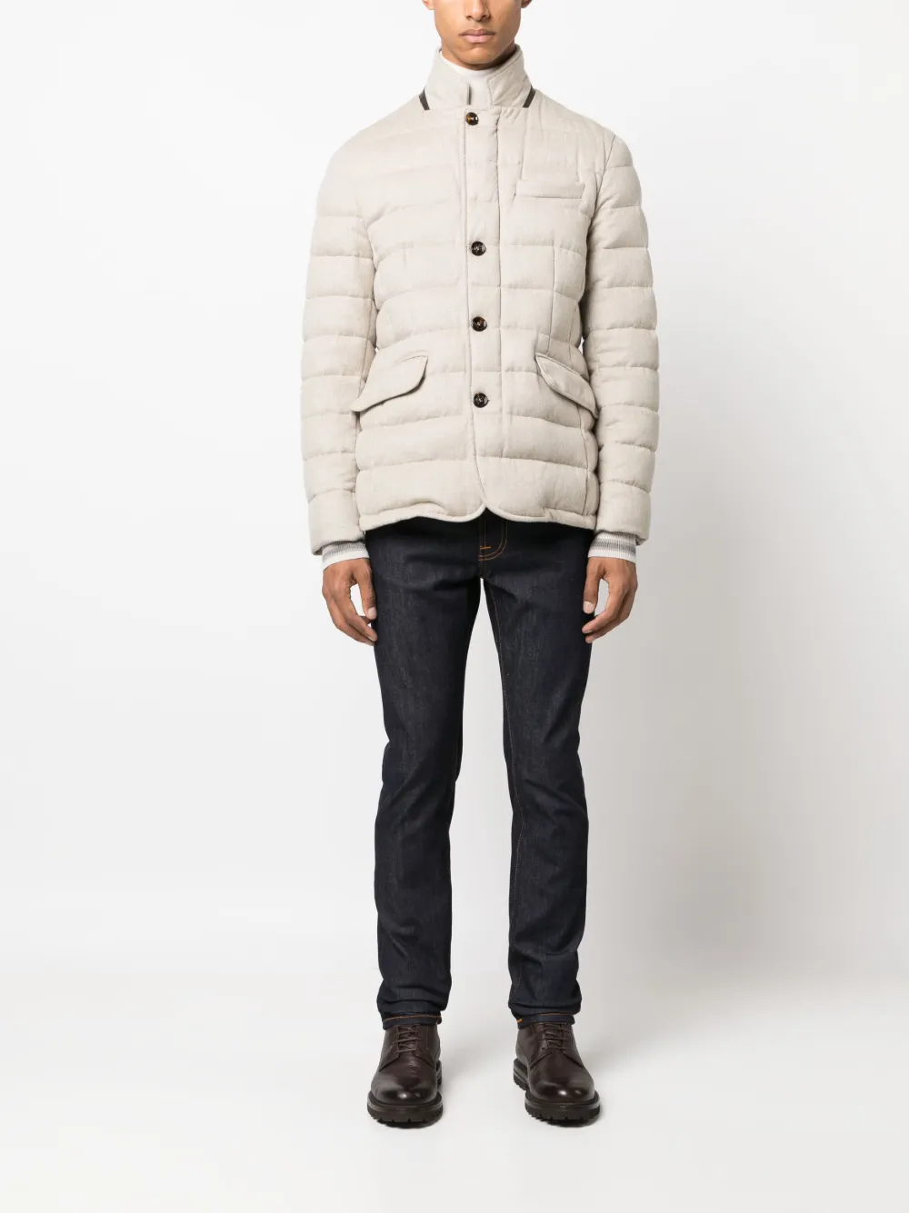 Moorer button-up quilted jacket - Beige