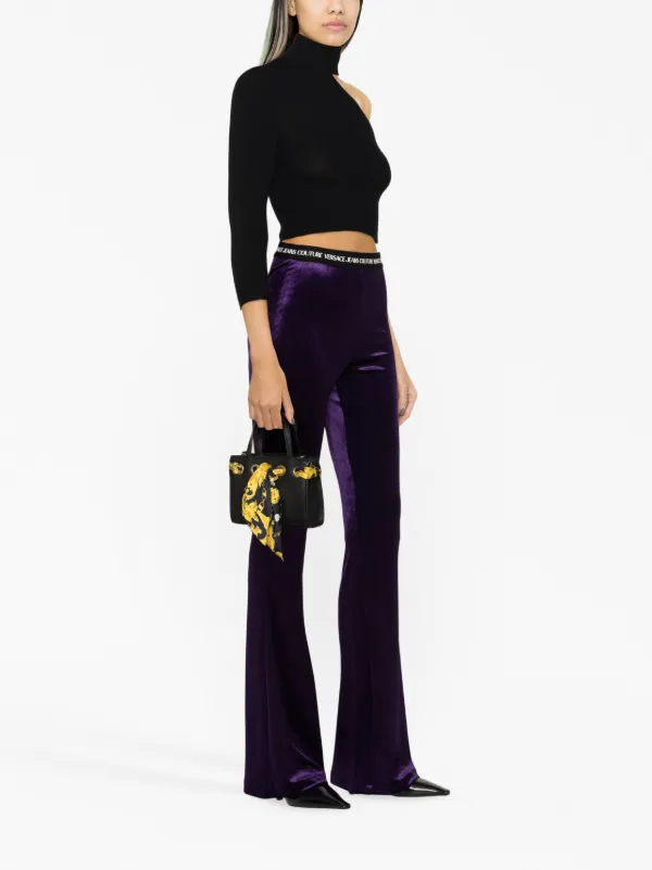 Versace Chain Couture V-Emblem Flared Leggings