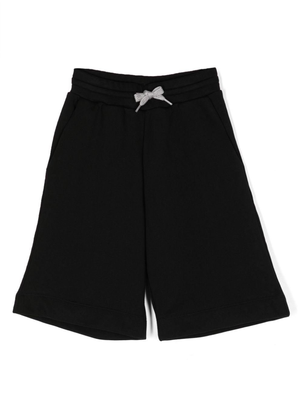 Fendi Kids' Logo-print Cotton Track Shorts In Black