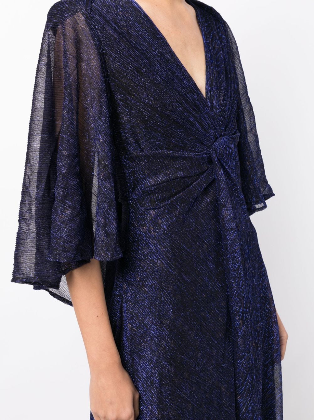 Shop Talbot Runhof Cape-effect Metallic-voile Gown In Blue