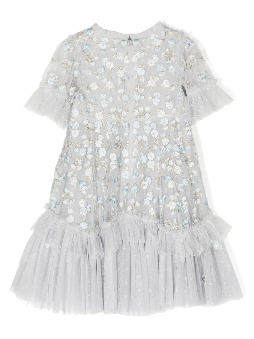 Needle & Thread Jurk met geborduurde bloemen - Grijs