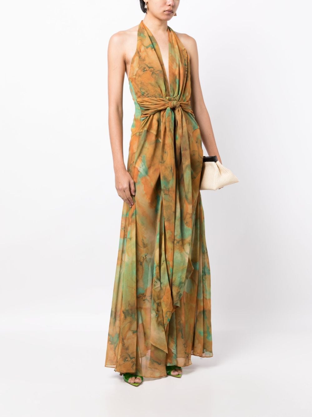 Shop Ronny Kobo Leil Abstract-print Dress In Braun